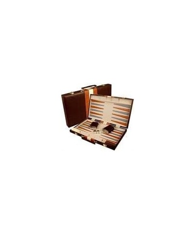 Large 18" Leatherette Backgammon Set - Brown $80.87 Board Games