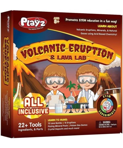 Volcanic Eruption & Lava Lab - Educational Science Kits for Kids Age 8-12+ with 22+ Tools to Make Lava Bombs Volcano Eruption...