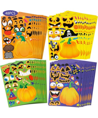 48 Sheets Halloween Stickers for Kids DIY Make Pumpkin Face Stickers for Halloween Party Favors Supplies Halloween Games Acti...