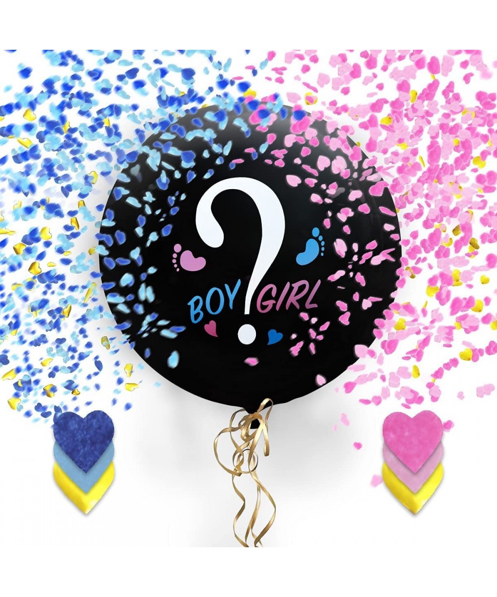 Gender Reveal Balloon with Confetti and Darts 36 Inch Black Balloons x2 with Pink and Blue Heart Shape Confetti for Boy or Gi...