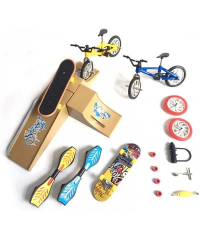 Skate Park Kit Mini Finger Toys Set Finger Skateboards Finger Bikes Tiny Swing Board with Replacement Wheels and Tools (18 Pc...