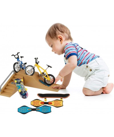 Skate Park Kit Mini Finger Toys Set Finger Skateboards Finger Bikes Tiny Swing Board with Replacement Wheels and Tools (18 Pc...