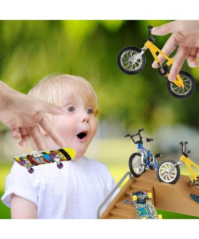 Skate Park Kit Mini Finger Toys Set Finger Skateboards Finger Bikes Tiny Swing Board with Replacement Wheels and Tools (18 Pc...