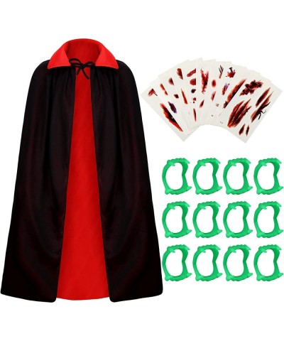 Children Halloween Vampire Costume Set Includes Reversible Cape Cloak 12 Pieces Glowing Teeth 10 Tattoo Scar for Cosplay Part...