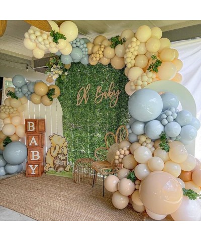 Light Blue Brown Balloon Garland Arch Kit-131Pcs Neutral and Nude Cream Beige Double Stuffed Balloons for Boho Boy We Can Bea...