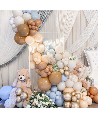 Light Blue Brown Balloon Garland Arch Kit-131Pcs Neutral and Nude Cream Beige Double Stuffed Balloons for Boho Boy We Can Bea...