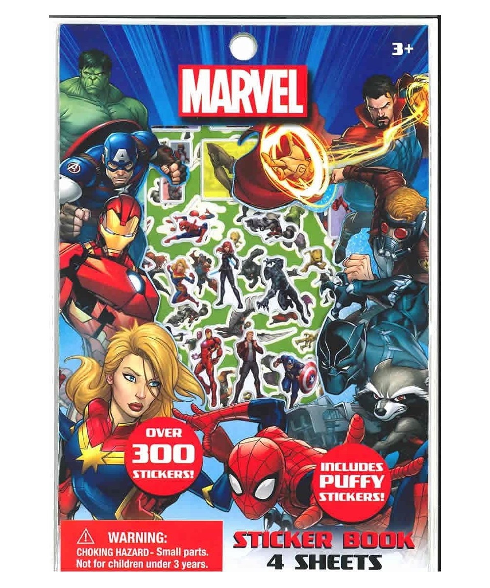 Marvel Avengers Sticker Book Set 4 Sheets of 300+ Stickers with Puffy Reusable Stickers Personalize and Decorate Sticker Pads...