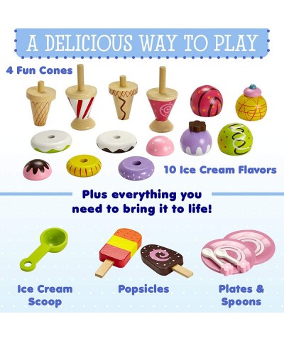 Ice Cream Toy - Pretend Ice Cream Set - Ice Cream Set for Kids - Wooden Ice Cream Set $34.25 Toy Kitchen Products