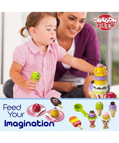 Ice Cream Toy - Pretend Ice Cream Set - Ice Cream Set for Kids - Wooden Ice Cream Set $34.25 Toy Kitchen Products