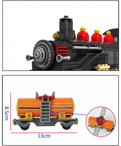 Classic Retro Train Building Bricks Set Vintage Steam Coal Transporting Train Model Build Toy 3D Puzzle Blocks for Kids 6+ Ch...