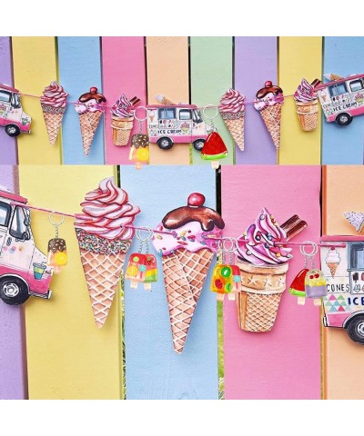 12 Pack Ice Cream Party Favors Ice Cream Fruit Keychains for Kids Birthday Party Baby Shower Sweet Summer Party Favors Ice Cr...