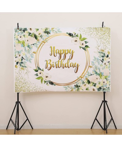 Greenery Birthday Party Decorations Set Green and Gold Eucalyptus Happy Birthday Backdrop Banner Sage Green Balloon Garland f...