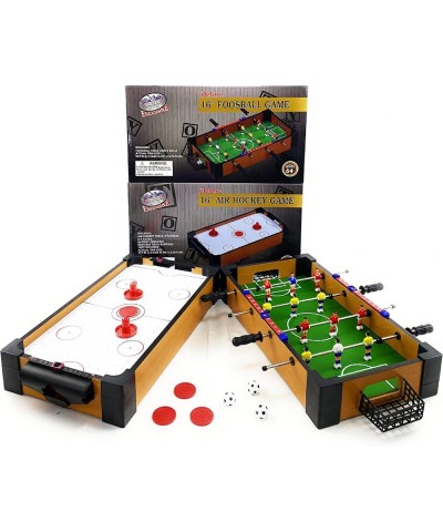 Deluxe Wooden 16" Mini Table Top Air Hockey (Extra Pucks) & Foosball (Soccer) (Extra Balls) Games Gift Set Bundle - 2 Pack $7...