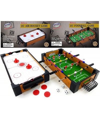 Deluxe Wooden 16" Mini Table Top Air Hockey (Extra Pucks) & Foosball (Soccer) (Extra Balls) Games Gift Set Bundle - 2 Pack $7...