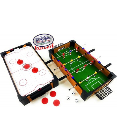 Deluxe Wooden 16" Mini Table Top Air Hockey (Extra Pucks) & Foosball (Soccer) (Extra Balls) Games Gift Set Bundle - 2 Pack $7...