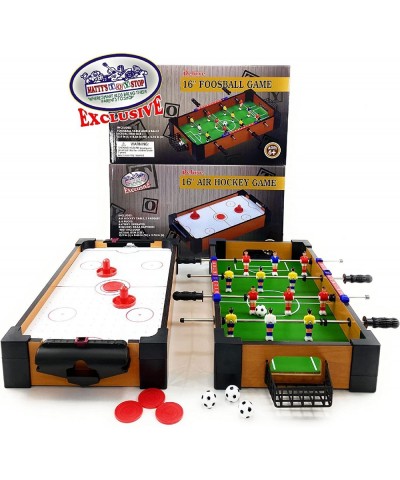 Deluxe Wooden 16" Mini Table Top Air Hockey (Extra Pucks) & Foosball (Soccer) (Extra Balls) Games Gift Set Bundle - 2 Pack $7...