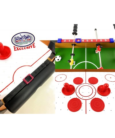 Deluxe Wooden 16" Mini Table Top Air Hockey (Extra Pucks) & Foosball (Soccer) (Extra Balls) Games Gift Set Bundle - 2 Pack $7...