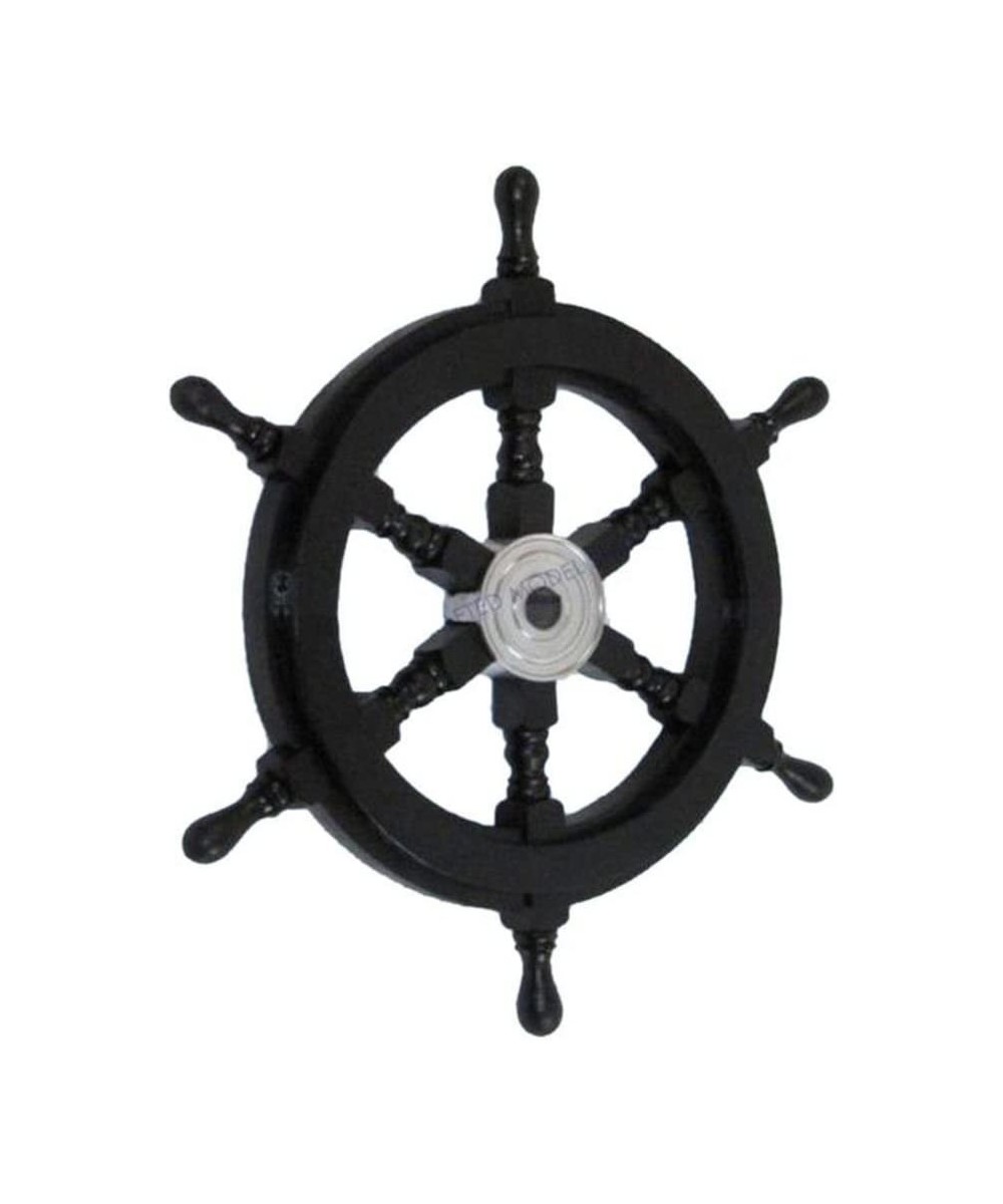 Deluxe Class Black Wood and Chrome Pirate Decorative Ship Steering Wheel 18" - ation $80.13 Toy Vehicle Playsets