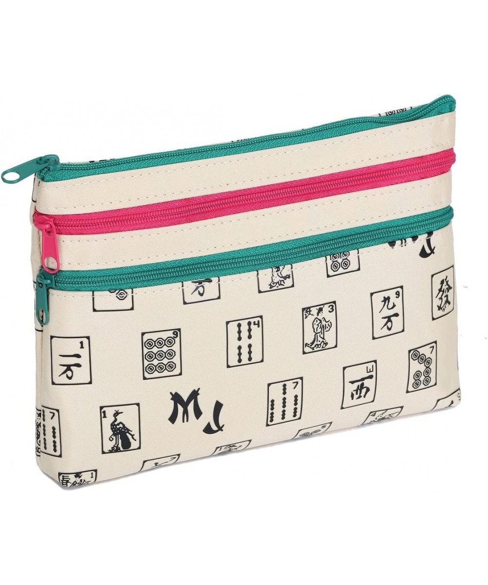 Mah Jongg Beige 3 Zipper Mah Jong Purse for Mahjong Card $30.05 Plush Purses