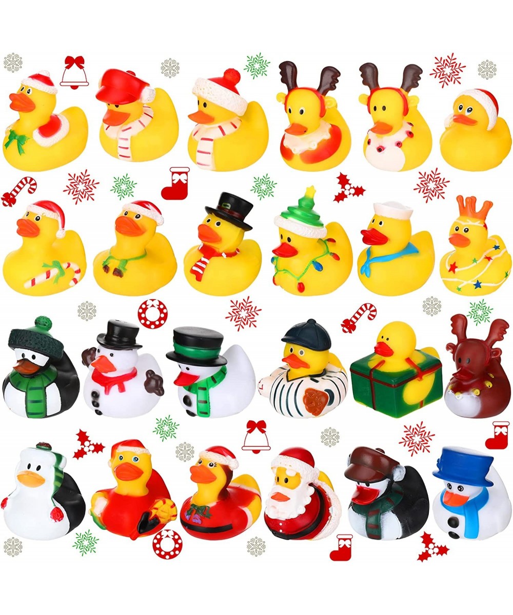 24 Pieces Christmas Rubber Duckies for Kids Xmas Themed Duck Bathtub Pool Toys Rubber Ducks Fun Toys Bath Birthday Gifts Chri...