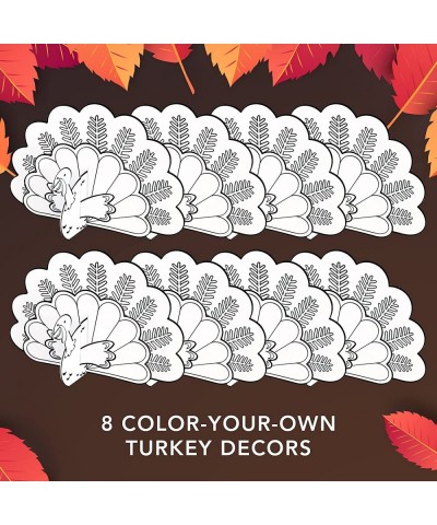 8 Count Color Your Own Turkeys | Thanksgiving Fall Décor and Activities for Kids Friendsgiving Coloring Craft Party School $1...