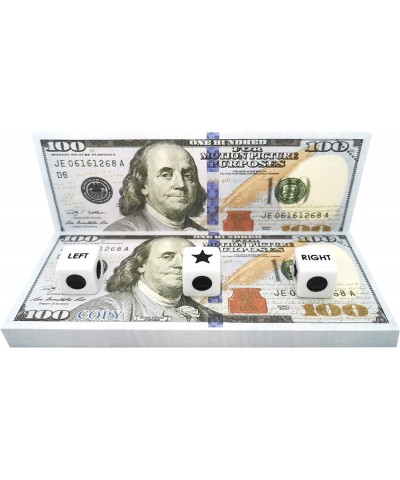 Left Right Center Dice Game Prime Set with 3 Dices + 100 Chips（Game Prop Dollar are The Chips.） $16.54 Dice Games