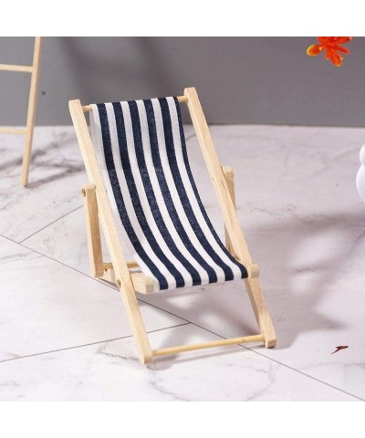 1:12 Dollhouse Miniature Chairs Mini Folding Longue Deck Chair Furniture Accessories Miniature Model for Dollhouse Indoor Out...