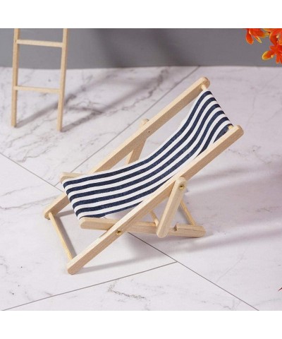 1:12 Dollhouse Miniature Chairs Mini Folding Longue Deck Chair Furniture Accessories Miniature Model for Dollhouse Indoor Out...