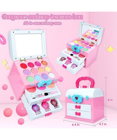 Washable Kids Makeup Kit for Little Girls 3-8 Real Makeup Toy Set with Portable Makeup Box Lipsticks Brushes and Mirror for K...