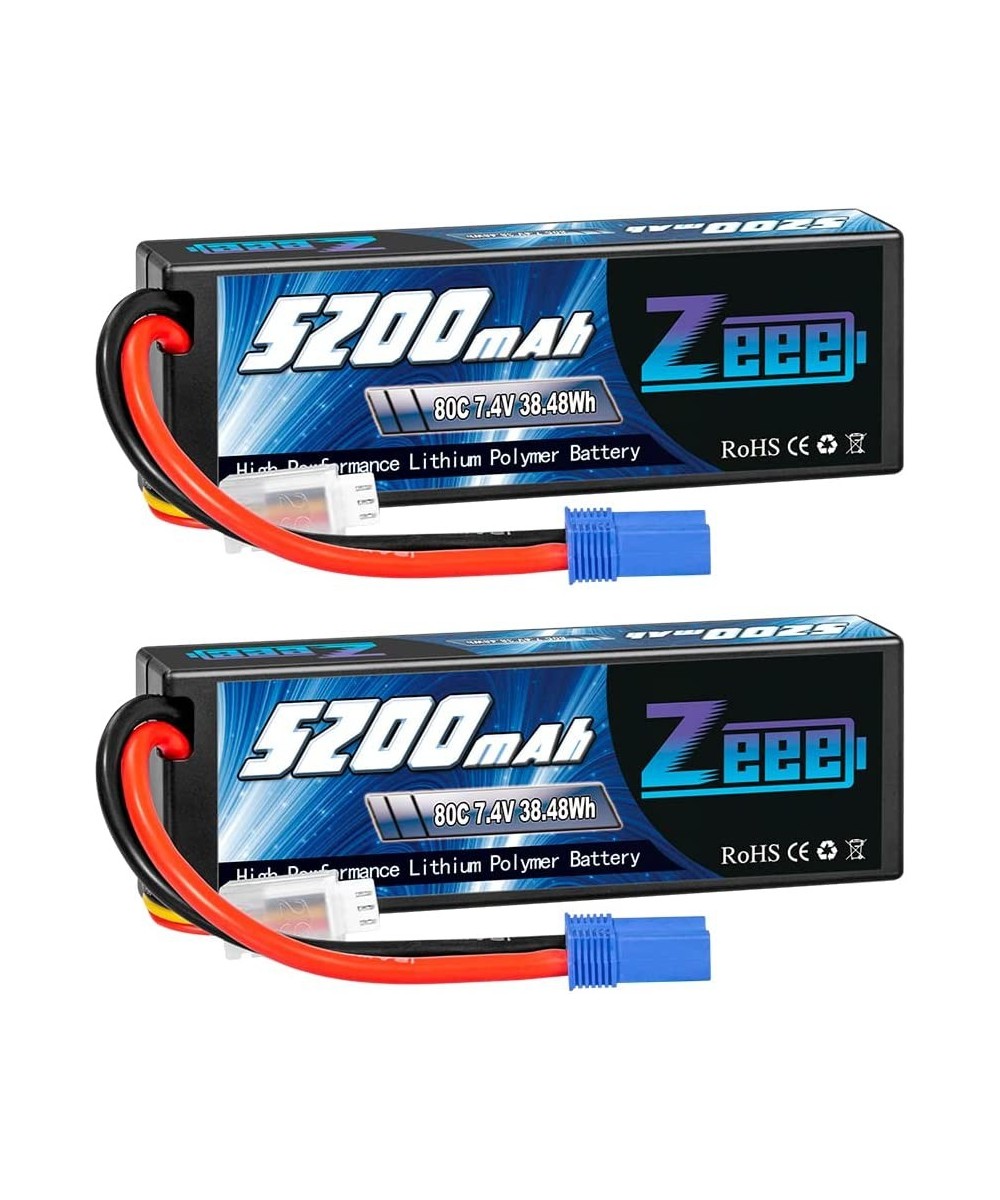 2S Lipo Battery 7.4V 5200mAh 80C Hard Case Battery with EC5 Plug Compatible with 1/8 1/10 RC Vehicles Car Slash RC Buggy Trug...