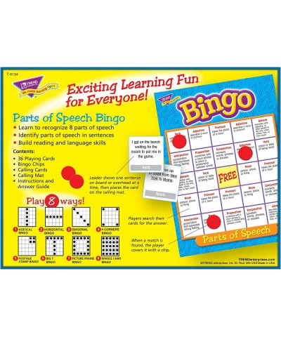 TREND ENTERPRISES: Parts of Speech Bingo Game Exciting Way for Everyone to Learn Play 8 Different Ways Great for Classrooms a...