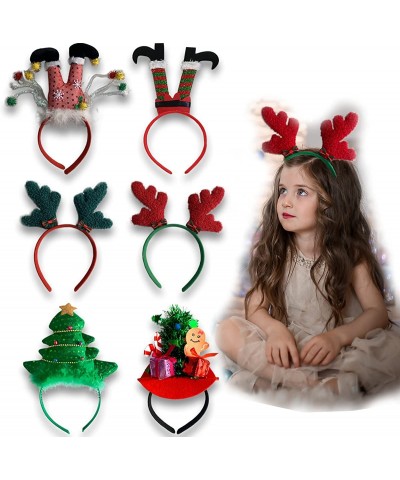 Christmas Headbands 6 Pcs Santa Headwear Reindeer Antler Headband Elf Headbands Christmas Tree Hair Hoop Head Hat Toppers for...