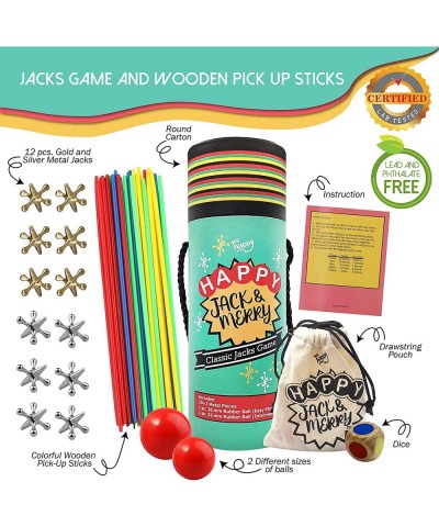 Vintage Metal Jacks Game with Ball - Pick Up Sticks and Metal Jax Game Travel-Friendly Kids Jacks Game Giant Game Jax with Di...