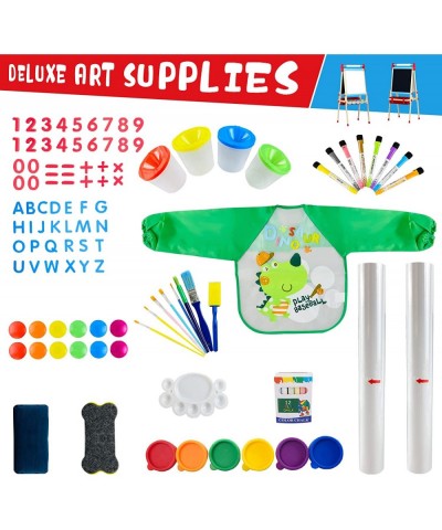 Easel for Kids Kids Art Easel with 2 Paper Rolls Magnetic Letters Numbers Double Sided Magnetic Whiteboard & Chalkboard 8 Mar...