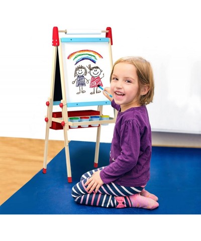 Easel for Kids Kids Art Easel with 2 Paper Rolls Magnetic Letters Numbers Double Sided Magnetic Whiteboard & Chalkboard 8 Mar...