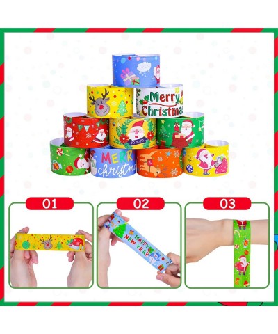 72pcs Christmas Slap Bracelets Party Favors Toys (24 Designs) for Kids Xmas Party Favors Christmas Stocking Stuffers Gifts Bi...