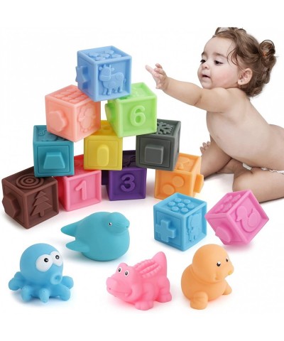 Soft Blocks for Babies 16PCS Baby Stacking Building Block for Boys Girls Squeezing Toy for Infants Toddlers 6 to 12 Months an...