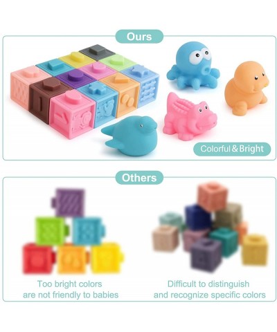 Soft Blocks for Babies 16PCS Baby Stacking Building Block for Boys Girls Squeezing Toy for Infants Toddlers 6 to 12 Months an...