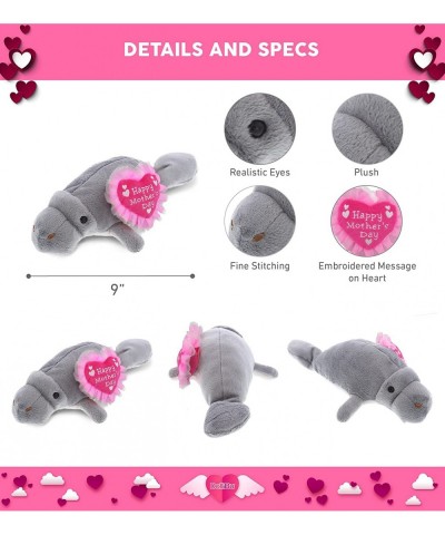 Happy Mother's Day Wild Collection Plush Grey Manatee - Cute Stuffed Animal Present with Pink Heart Message for Best Mommy Gr...