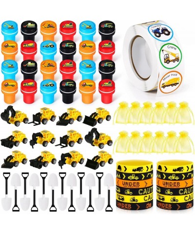 73 Pcs Construction Party Favors Construction Trucks Stamps Engineering Truck Toys Silicone Wristband Construction Sticker Or...