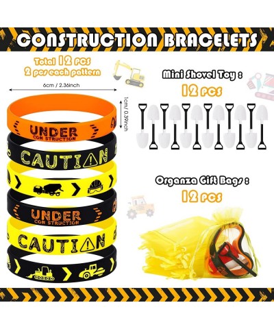 73 Pcs Construction Party Favors Construction Trucks Stamps Engineering Truck Toys Silicone Wristband Construction Sticker Or...