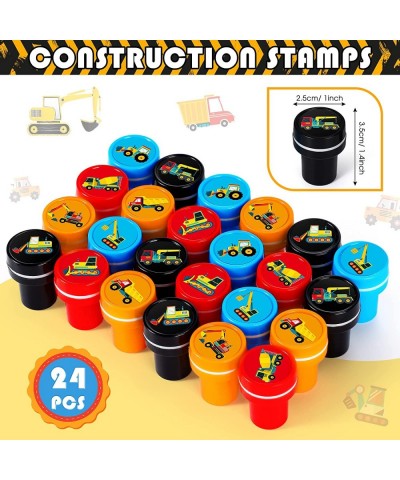 73 Pcs Construction Party Favors Construction Trucks Stamps Engineering Truck Toys Silicone Wristband Construction Sticker Or...