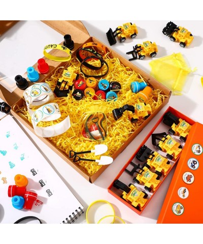 73 Pcs Construction Party Favors Construction Trucks Stamps Engineering Truck Toys Silicone Wristband Construction Sticker Or...