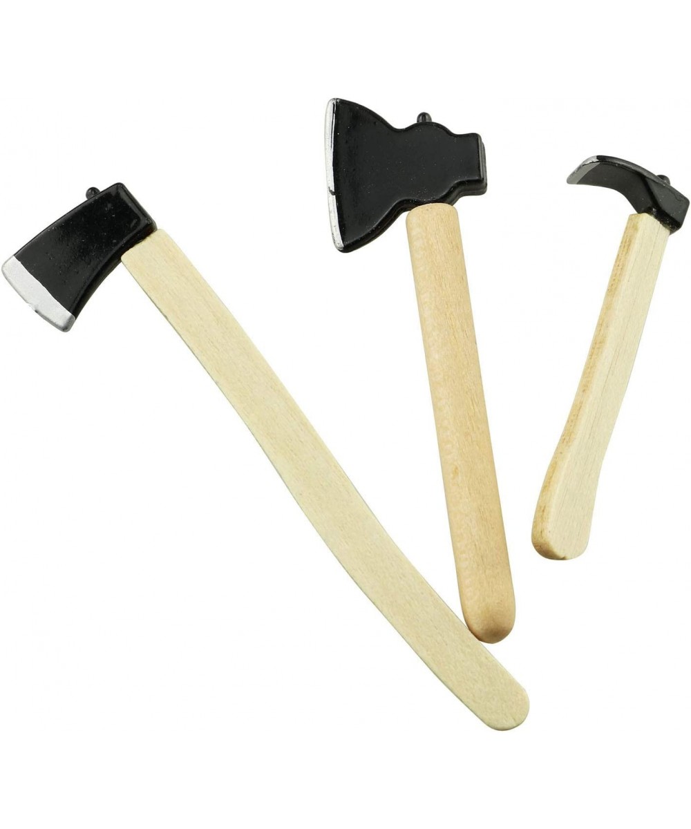 Mini Axe 3PCS Miniature Wooden Handle Metal Hatchet Chopper Outdoor Dollhouse Fairy Garden Accessories $15.90 Dollhouse Acces...