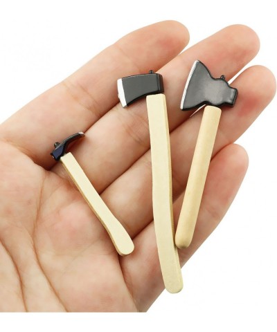 Mini Axe 3PCS Miniature Wooden Handle Metal Hatchet Chopper Outdoor Dollhouse Fairy Garden Accessories $15.90 Dollhouse Acces...