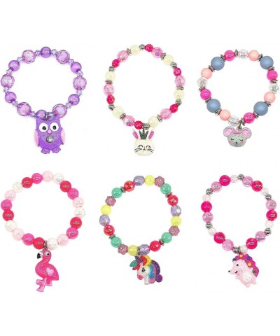 12pc Little Girl Teens Kids Shiny Unicorn Flamingo Owl Mermaid Pendant Beaded Bracelet Value Set Kids Girl Party Favor Preten...