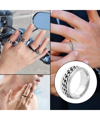 10Pcs Rings Women's Rings Men's Rings Anxiety Rings Spinning Rings Stainless Steel Spinning Rings Ring Sets for Stress Relief...