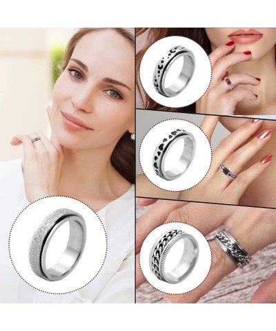 10Pcs Rings Women's Rings Men's Rings Anxiety Rings Spinning Rings Stainless Steel Spinning Rings Ring Sets for Stress Relief...