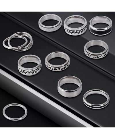 10Pcs Rings Women's Rings Men's Rings Anxiety Rings Spinning Rings Stainless Steel Spinning Rings Ring Sets for Stress Relief...