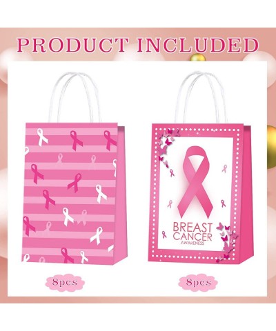 16Pcs Breast Cancer Awareness Pink Ribbon Party Bags Goodie Bags Breast Cancer Faith Love Hope Party Favor Bags Party Decorat...